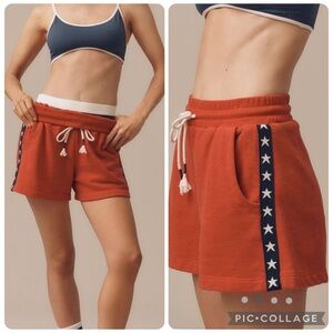 NWT new medium fits small Anthropologie sundry terry shorts red white blue stars